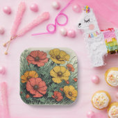 Geburtstag oder Babyparty mit Wildblumen Pappteller (Party)