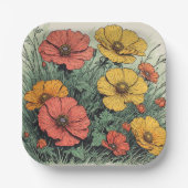 Geburtstag oder Babyparty mit Wildblumen Pappteller (Vorderseite)