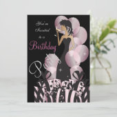 Geburtstag oder Bachelorette Pink Party Girl Einladung (Stehend Vorderseite)