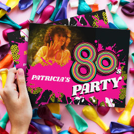 Geburtstag oder Event-Retro-Rosa-Foto des 80er Par Einladung