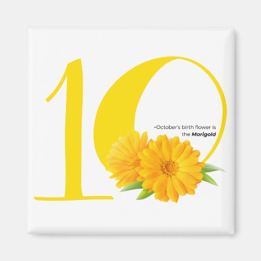 Geburtstag: Oktober Blume Marigold Magnet (Vorne)