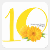Geburtstag: Oktober Blume Marigold Quadratischer Aufkleber (Vorderseite)