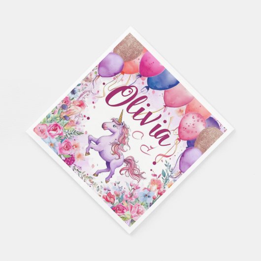 Geburtstag "Olivia" Serviette (Ecke)