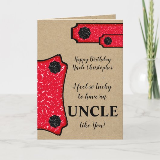 Geburtstag Onkel machen einen Wunsch rustikal brau Karte (Vorderseite)