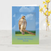 Geburtstag, Onkel, Rough Legk Hawk Bird Karte (Gelbe Blume)