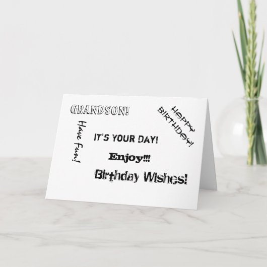 Geburtstag, Onkel, Worte für einen Enkel. Karte (Vorderseite)