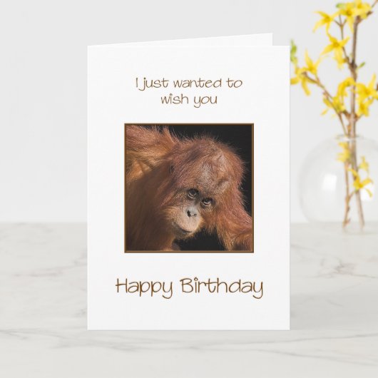 Geburtstag, Orang Utan Karte (Gelbe Blume)