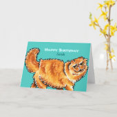 Geburtstag Orange Persian Cat Custom Message Karte (Gelbe Blume)