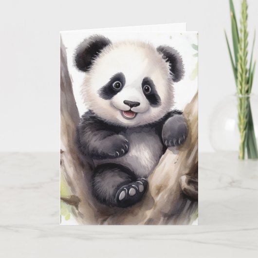 Geburtstag Panda Bär in Tree Karte (Vorderseite)