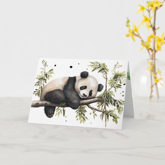 Geburtstag Panda Bär in Tree Karte (Gelbe Blume)