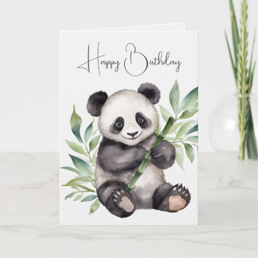 Geburtstag Panda Bär mit Bambus Karte (Vorderseite)