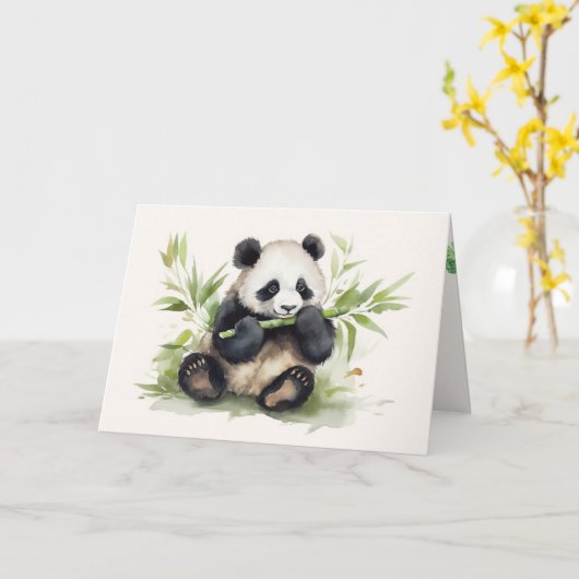 Geburtstag Panda Bär mit Bambus Karte (Gelbe Blume)