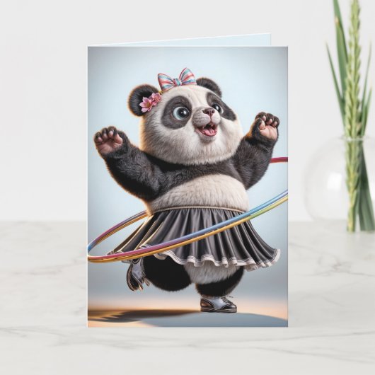 Geburtstag Panda mit Hula Hoop Karte (Vorderseite)
