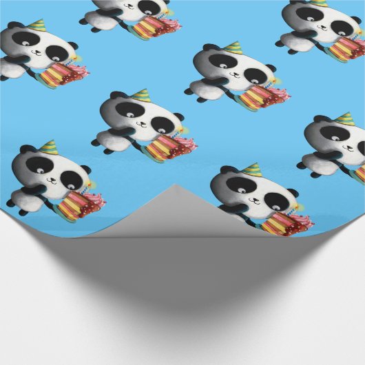 Geburtstag-Panda mit Kuchen Geschenkpapier (Ecke)