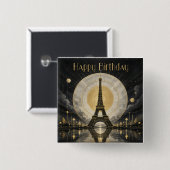 Geburtstag Paris Eiffelturm Gold-Dekor Button (Vorne & Hinten)