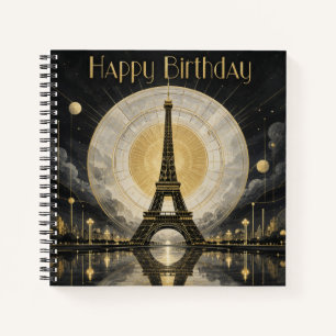 Geburtstag Paris Eiffelturm Gold-Dekor Notizblock