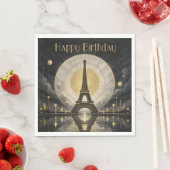 Geburtstag Paris Eiffelturm Gold-Dekor Serviette (Beispiel)