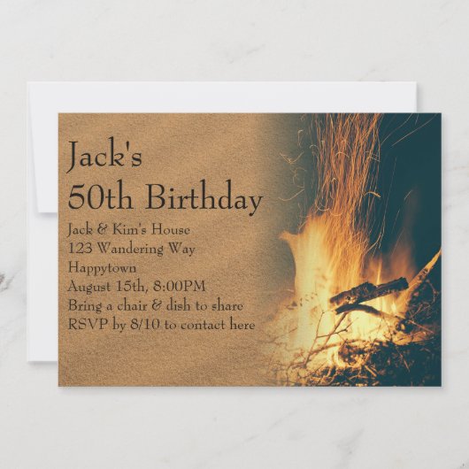 Geburtstag Party Backyard Bonfire Einladung (Vorderseite)