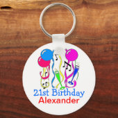 Geburtstag Party-Ballons 21. Personalisieren Sie e Schlüsselanhänger (Vorderseite)