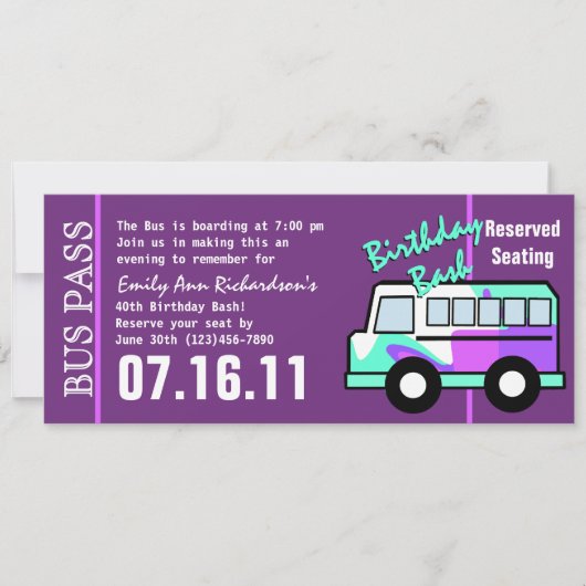 Geburtstag-Party-Bus Einladung (Vorderseite)