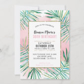 GEBURTSTAG PARTY INVITE Tropische Palmen Blätter L Einladung (Vorderseite)