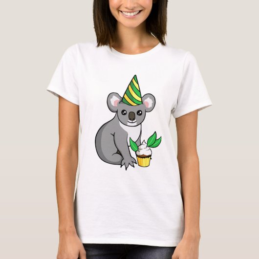 Geburtstag-Party-Koala mit Kuchen-Shirt T-Shirt (Vorderseite)