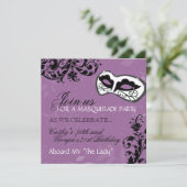 Geburtstag Party Masquerade Einladung (Stehend Vorderseite)