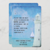 Geburtstag Party Segelboot und OzeanLeuchtturm Einladung (Vorne/Hinten)