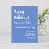 Geburtstag Pastel Blue Happy Birthday Einladung (Stehend Vorderseite)