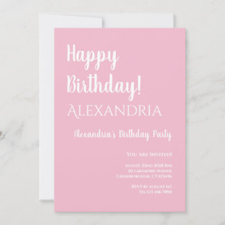 Geburtstag Pastel Pink Typografie Happy Geburtstag Einladung