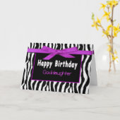 Geburtstag, Patenttochter, ZEBRA, FUSCHIA BOGEN Karte (Gelbe Blume)