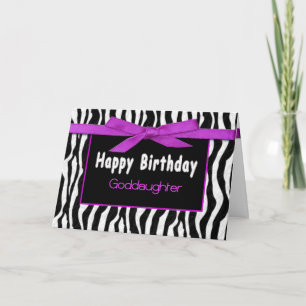 Geburtstag, Patenttochter, ZEBRA, FUSCHIA BOGEN Karte