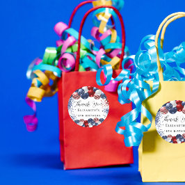 Geburtstag patriotisch rot-blauen Flagge danke Runder Aufkleber