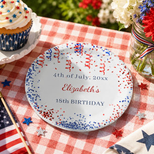 Geburtstag patriotisch USA rot weiß blau Pappteller