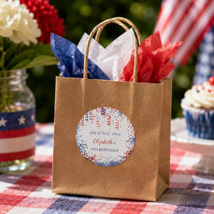 Geburtstag patriotisch USA rot weiß blau Runder Aufkleber