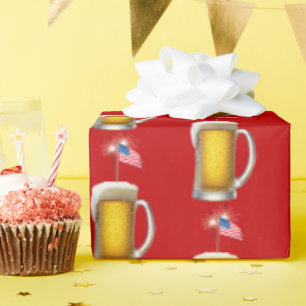 Geburtstag Patriotisches Bier mit Fahne und Sparkl Geschenkpapier