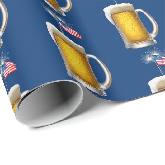 Geburtstag Patriotisches Bier mit Sparklern Geschenkpapier (Rolleneckpunkt)