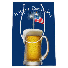 Geburtstag Patriotisches Bier mit Sparklern Mittlere Geschenktüte