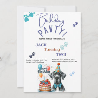 Geburtstag Pawty Great Dane Hund Geburtstag Einladung