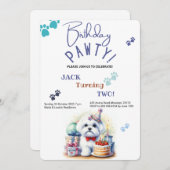 Geburtstag Pawty Maltese Hund Personalisiert Gebur Einladung (Vorne/Hinten)