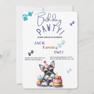 Geburtstag Pawty Miniature Schnauzer Hund Geburtst Einladung