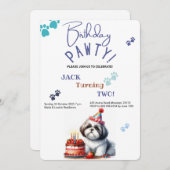 Geburtstag Pawty Shih Tzu Hund Personalisiert Gebu Einladung (Vorne/Hinten)