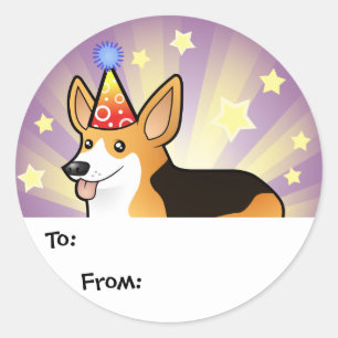 Geburtstag Pembroke Welsh Corgi Gift Tags Runder Aufkleber