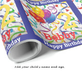 Geburtstag personalisieren Name & Alter farbig Geschenkpapier