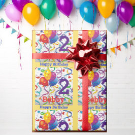 Geburtstag personalisieren Name & Alter farbig Geschenkpapier