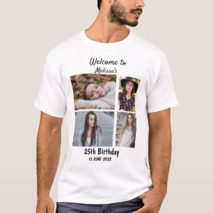 Geburtstag Personalisiert 4 FotoCollage T-Shirt