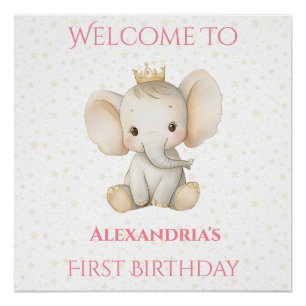 Geburtstag Personalisiert Prinzessin Elephant Will Poster