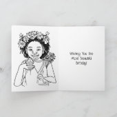 Geburtstag personalisierter Mädchen + Farbseite Karte (Innenseite)