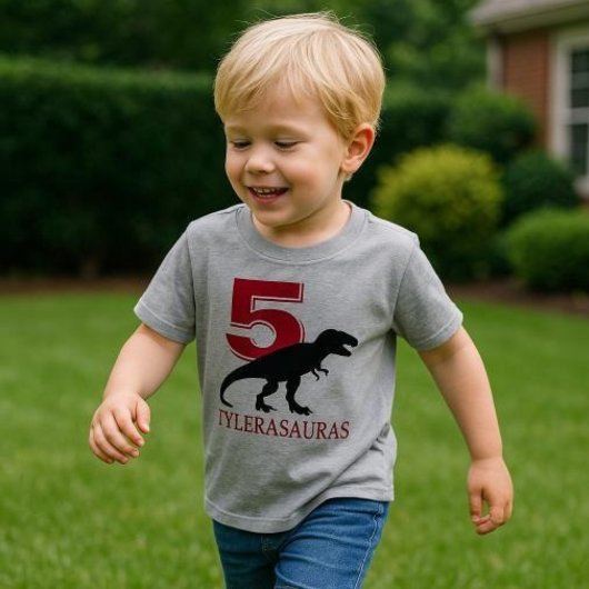 Geburtstag Personalisiertes Dinosaurier-Shirt, 5.  T-Shirt
