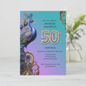 Geburtstag, Pfau Einladung (Stehend Vorderseite)